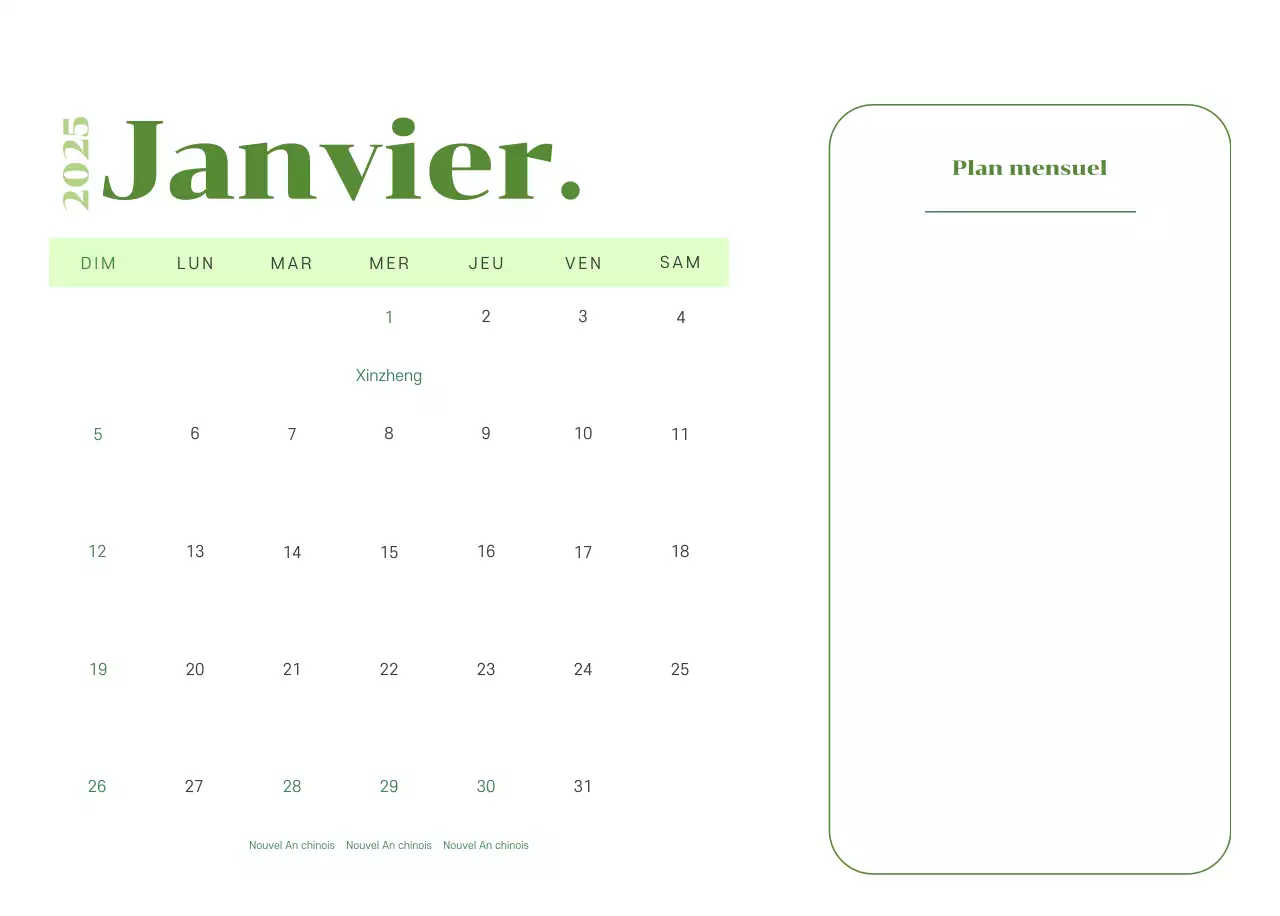 Calendrier avec illustrations de jeunes sur fond jaune-vert