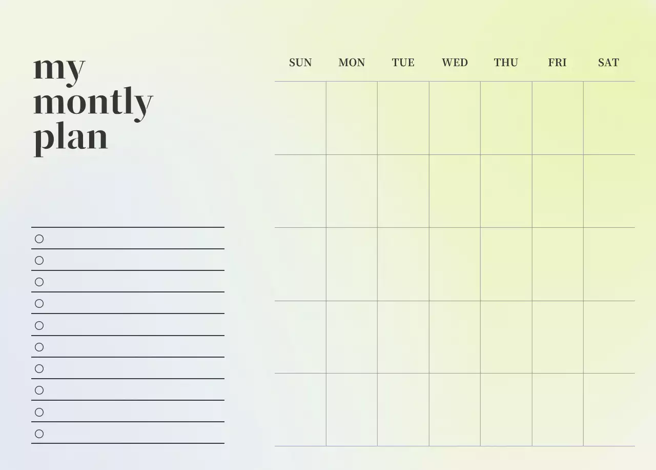 Gradient Minimalist Calendar