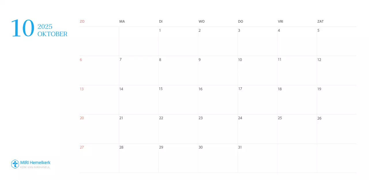 Blauw modern concept kerkkalender