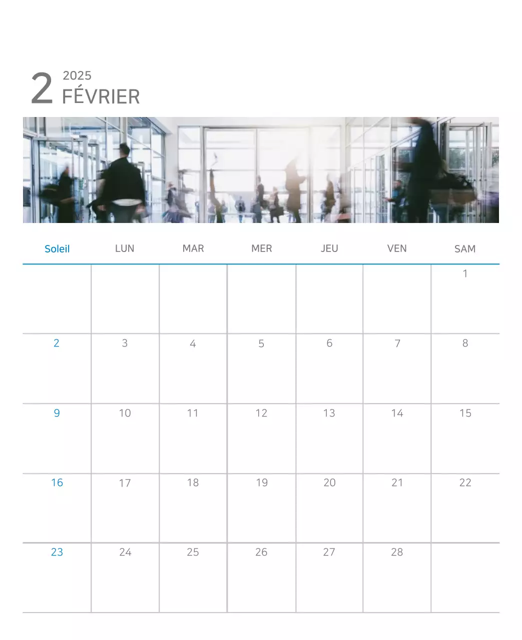 Calendrier moderne bleu Calendrier