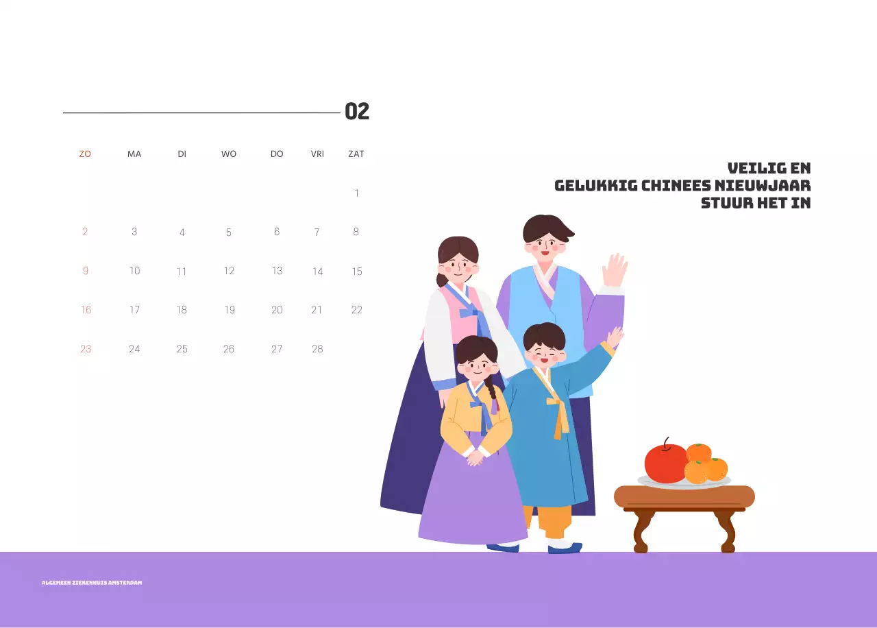 Een feestelijk ziekenhuis met illustraties met gezondheids- en gezinsthema's en kleurrijke accenten