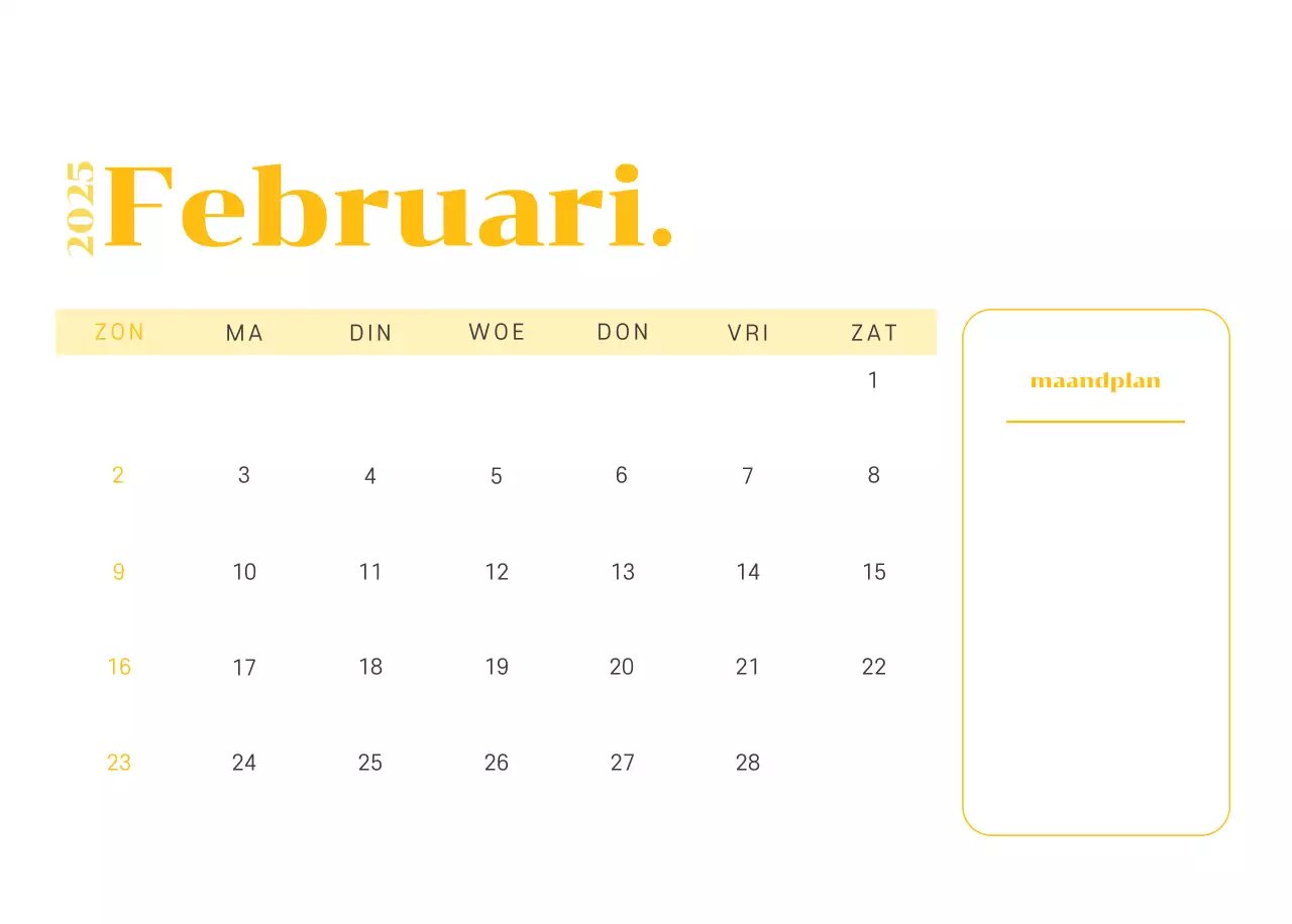 Kalender met jeugdillustraties op een geelgroene achtergrond
