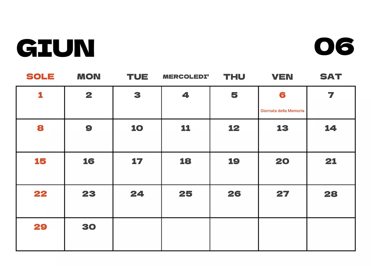 Calendario pulito con foto del cielo