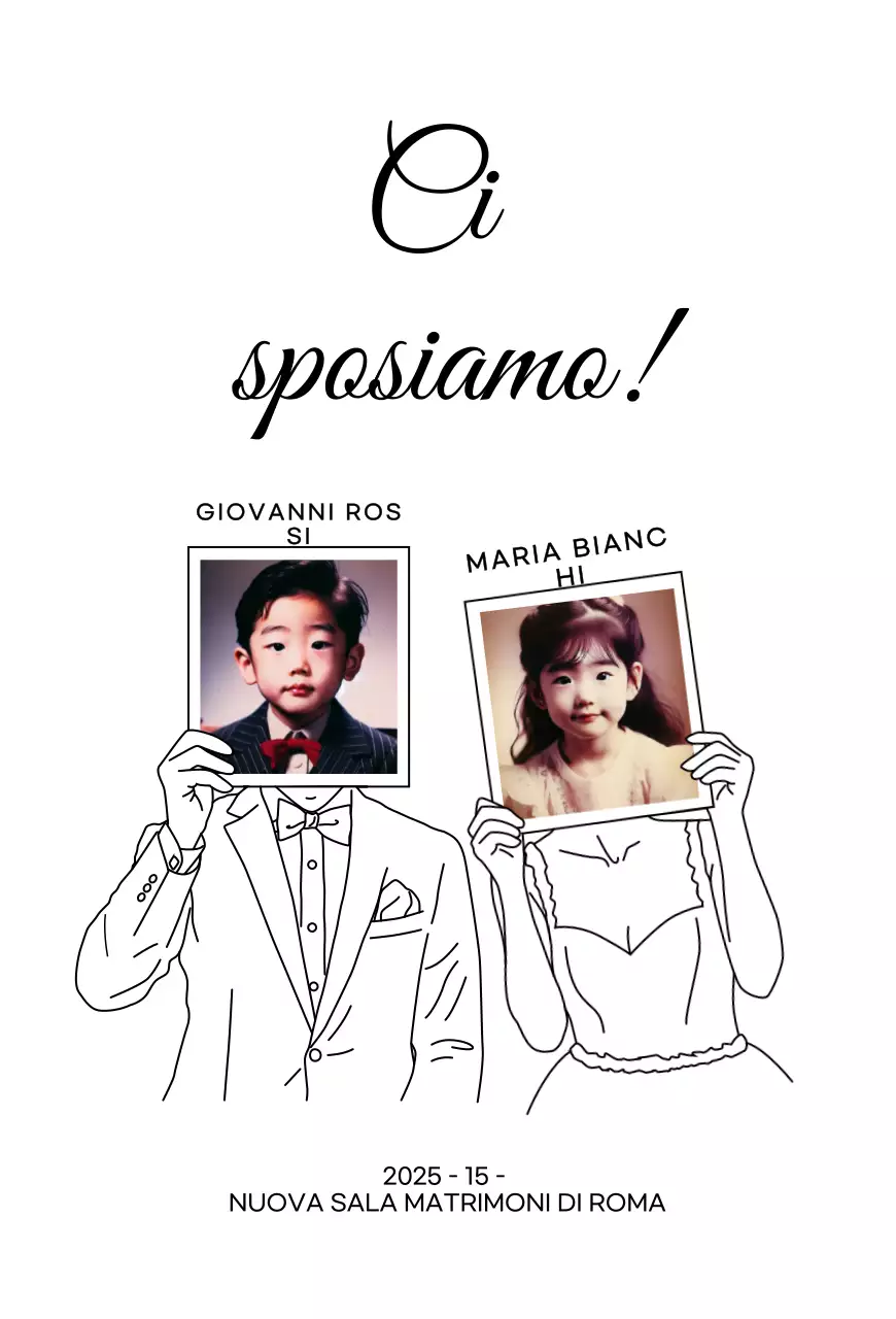 Foto d'infanzia invito di nozze semplice nero