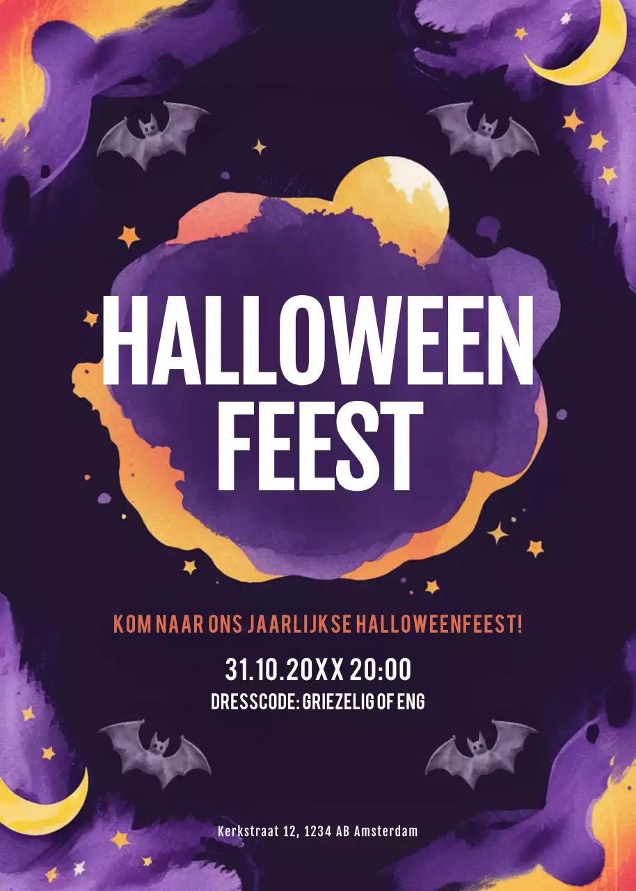 paarse retro Halloween uitnodiging