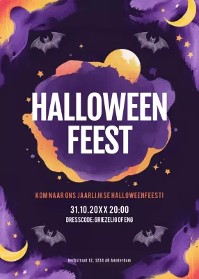 paarse retro Halloween uitnodiging