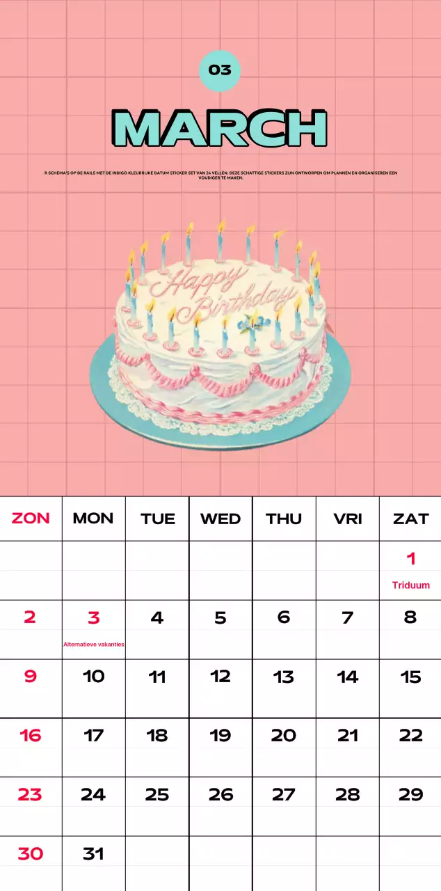 Kleurrijke kalenders met verschillende retro-illustraties