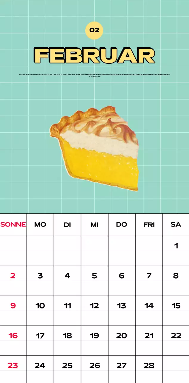 Bunte Kalender mit einer Vielzahl von Retro-Illustrationen