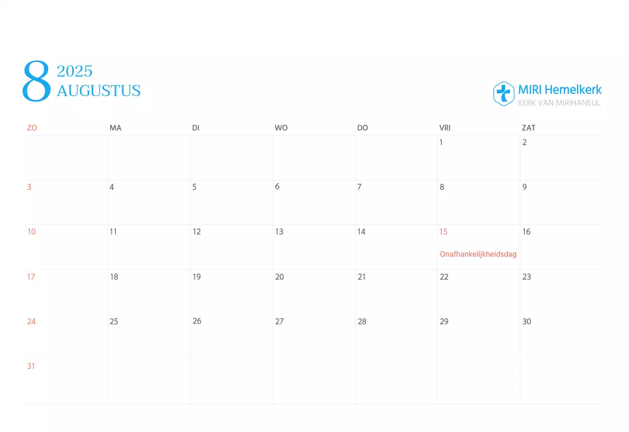 Blauw modern concept kerkkalender