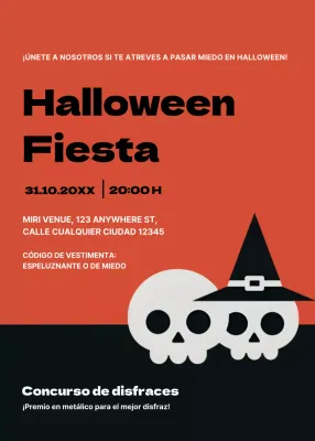 Invitación fiesta Halloween naranja negro