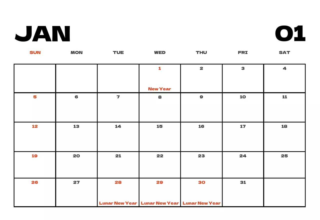 Kalender bersih foto langit