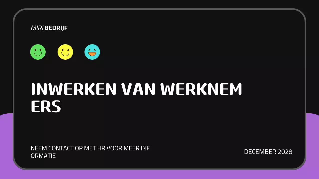 Zwart Paars Schattige Presentatie Nieuwe Werknemer Inwerken