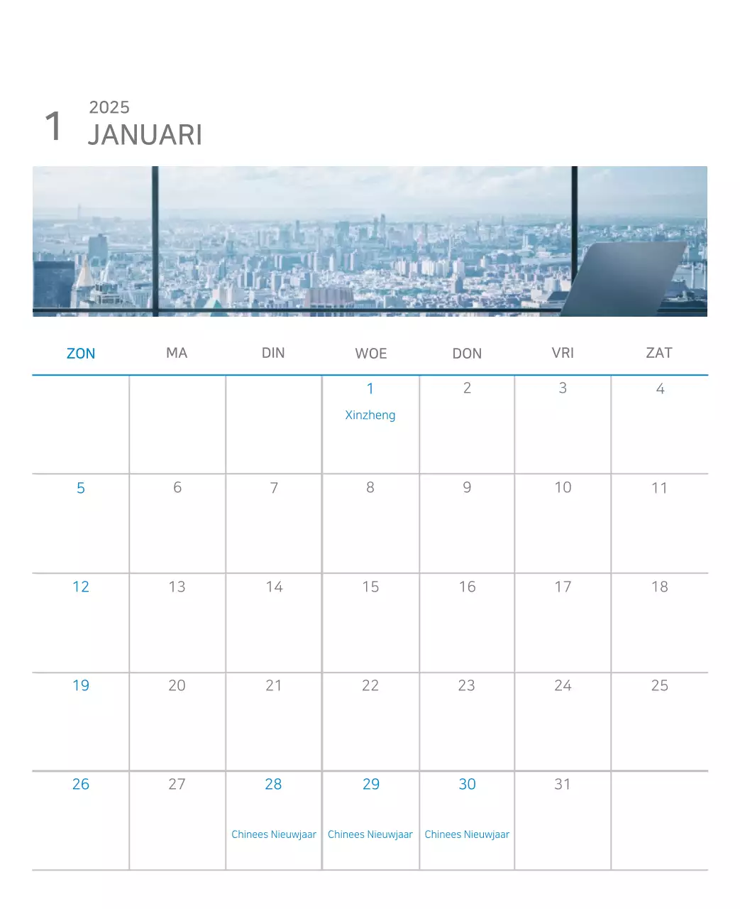 Blauwe Kalender Modern