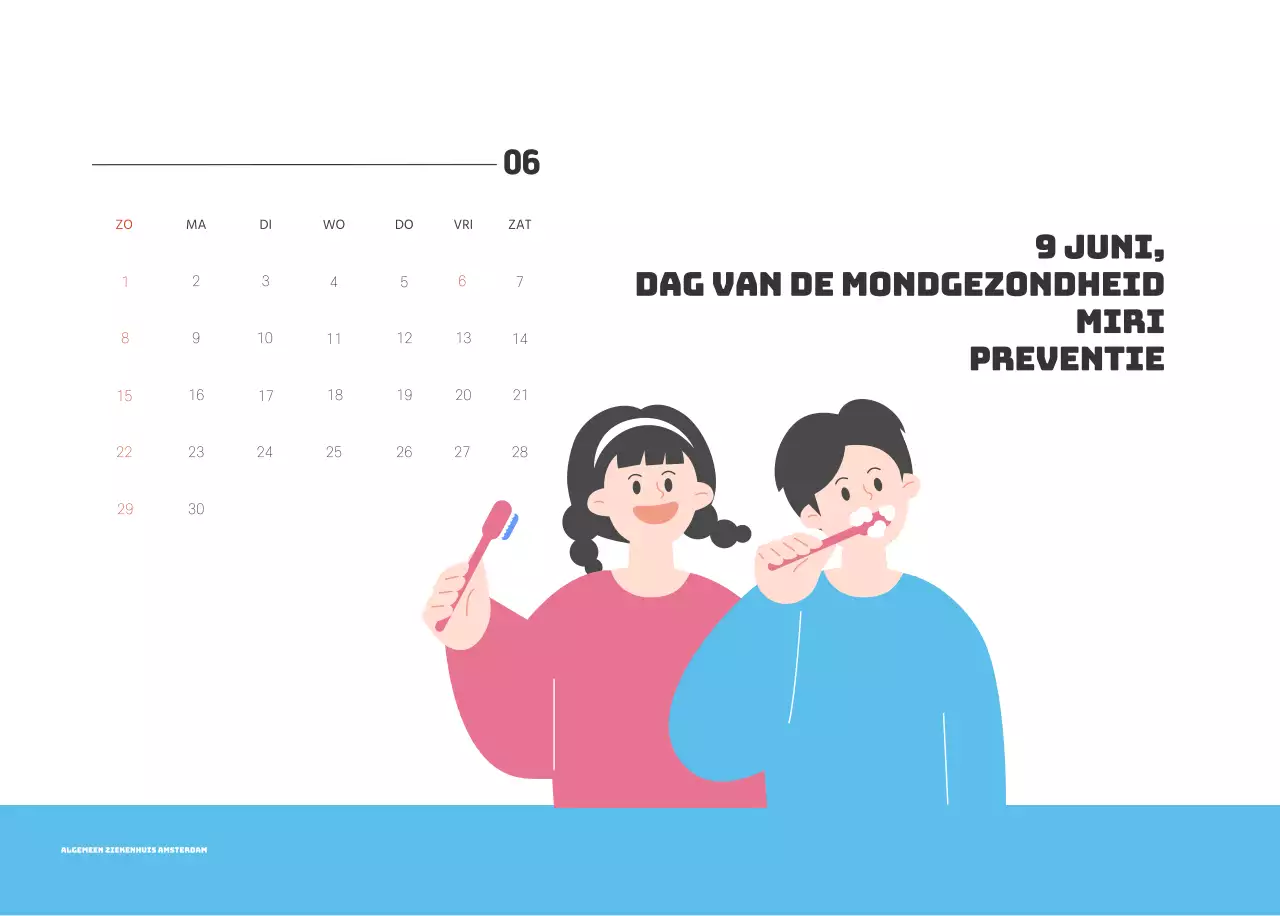 Een feestelijk ziekenhuis met illustraties met gezondheids- en gezinsthema's en kleurrijke accenten