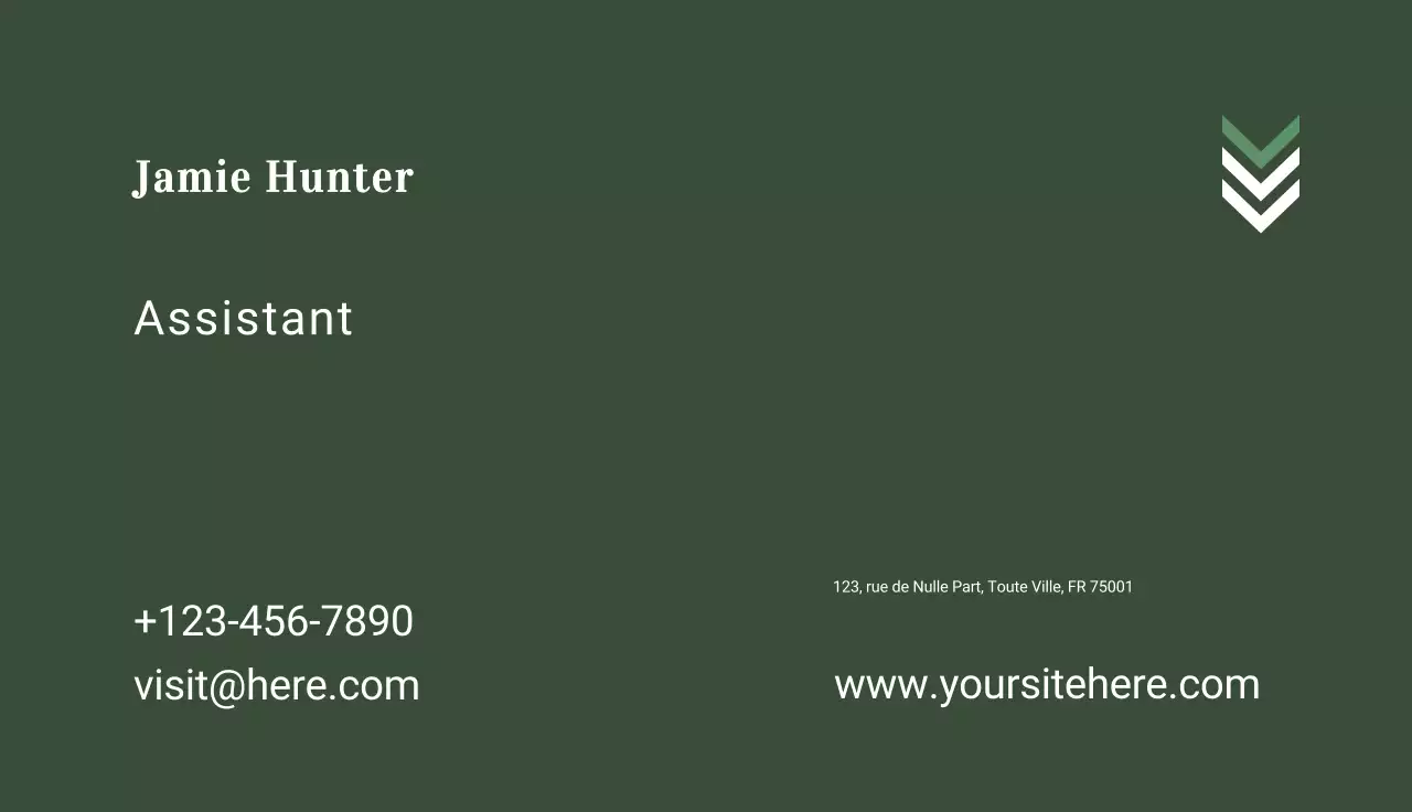 Carte de visite minimale verte