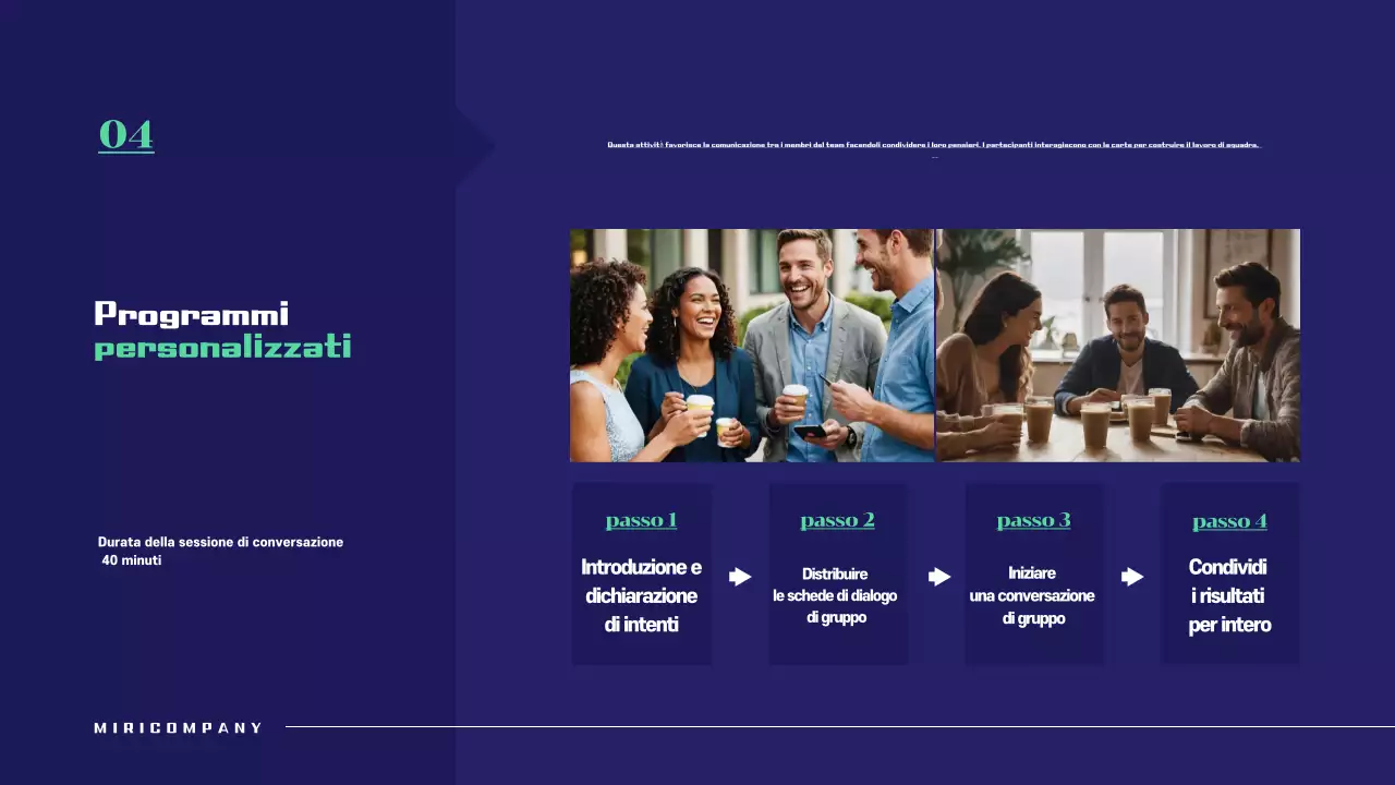 Proposta di workshop semplice in blu navy e verde