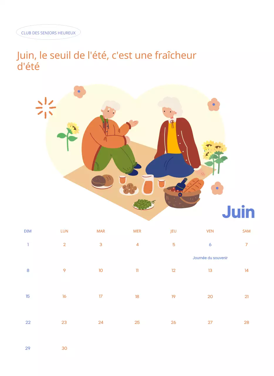 Calendrier d'entreprise avec de jolies illustrations