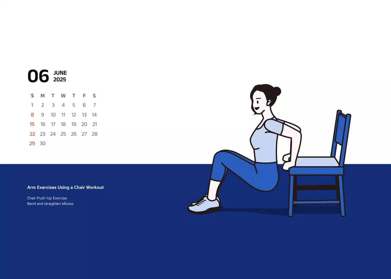 Simple calendar with blue, clean illustrations