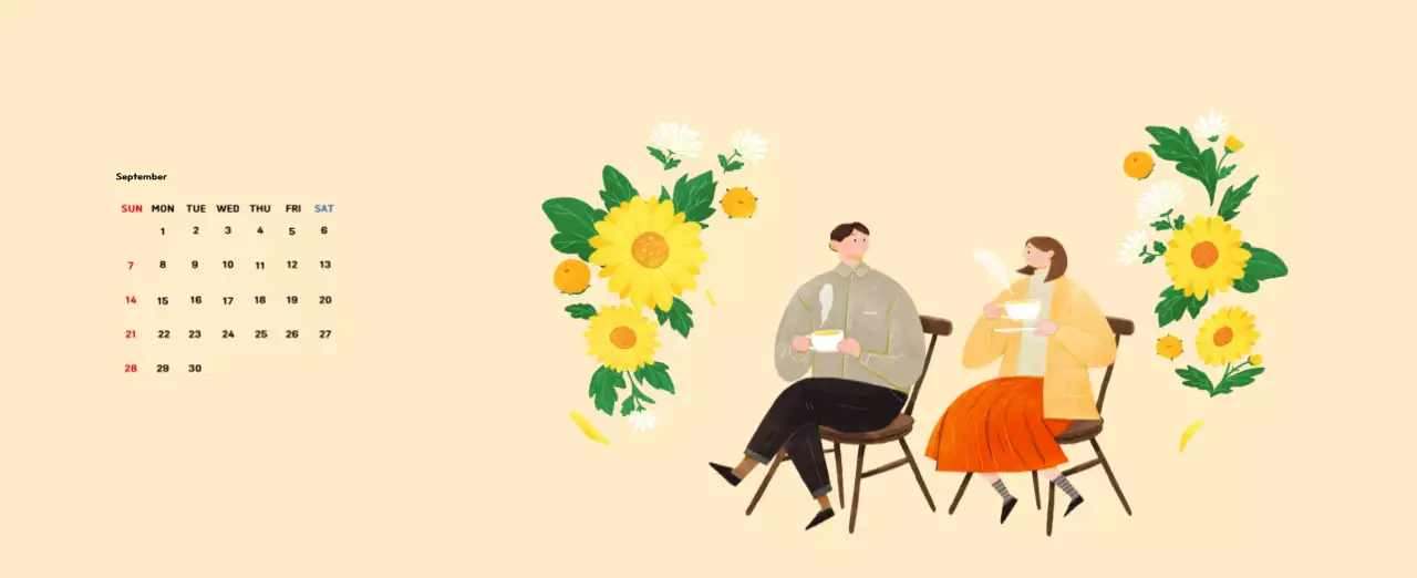 New Year's calendar with a warm, illustrated feel