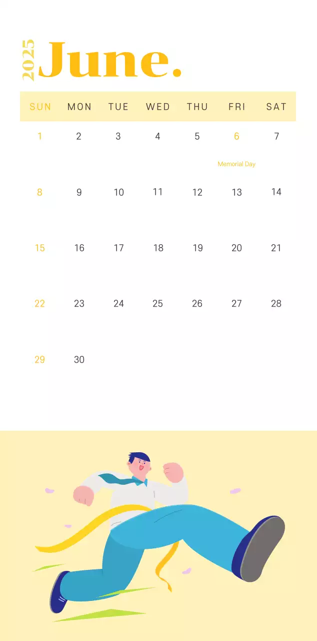 Calendar with youth illustrations on a yellow-green background