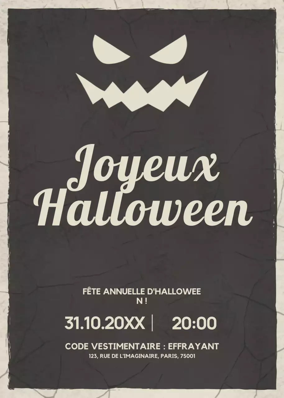 invitation rétro noire pour Halloween