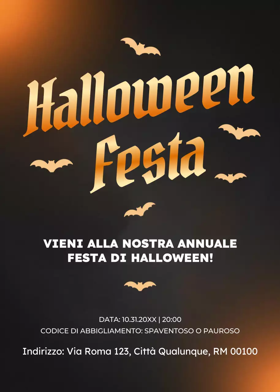 invito gotico nero per Halloween