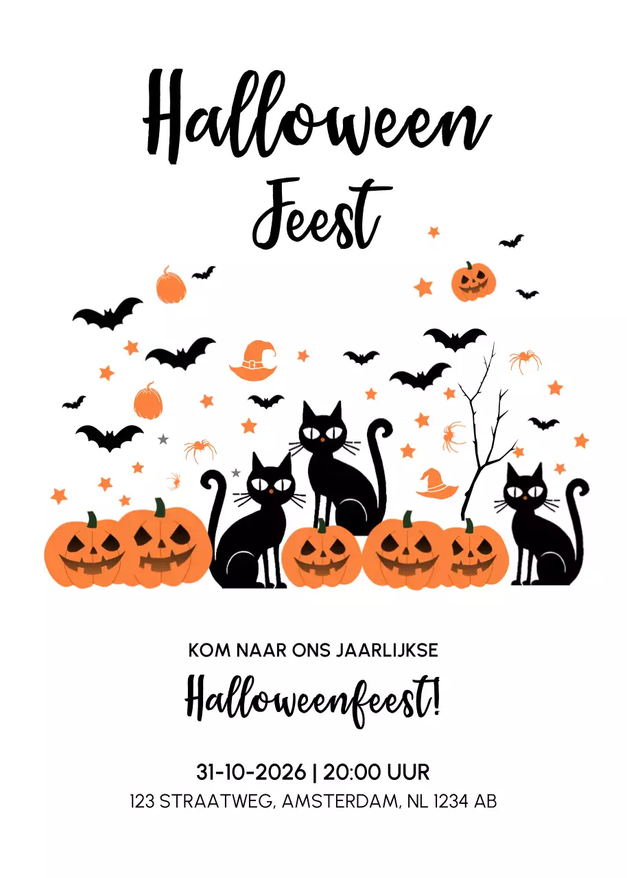 Oranje Retro Halloween Uitnodiging