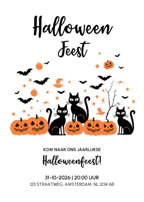 Oranje Retro Halloween Uitnodiging