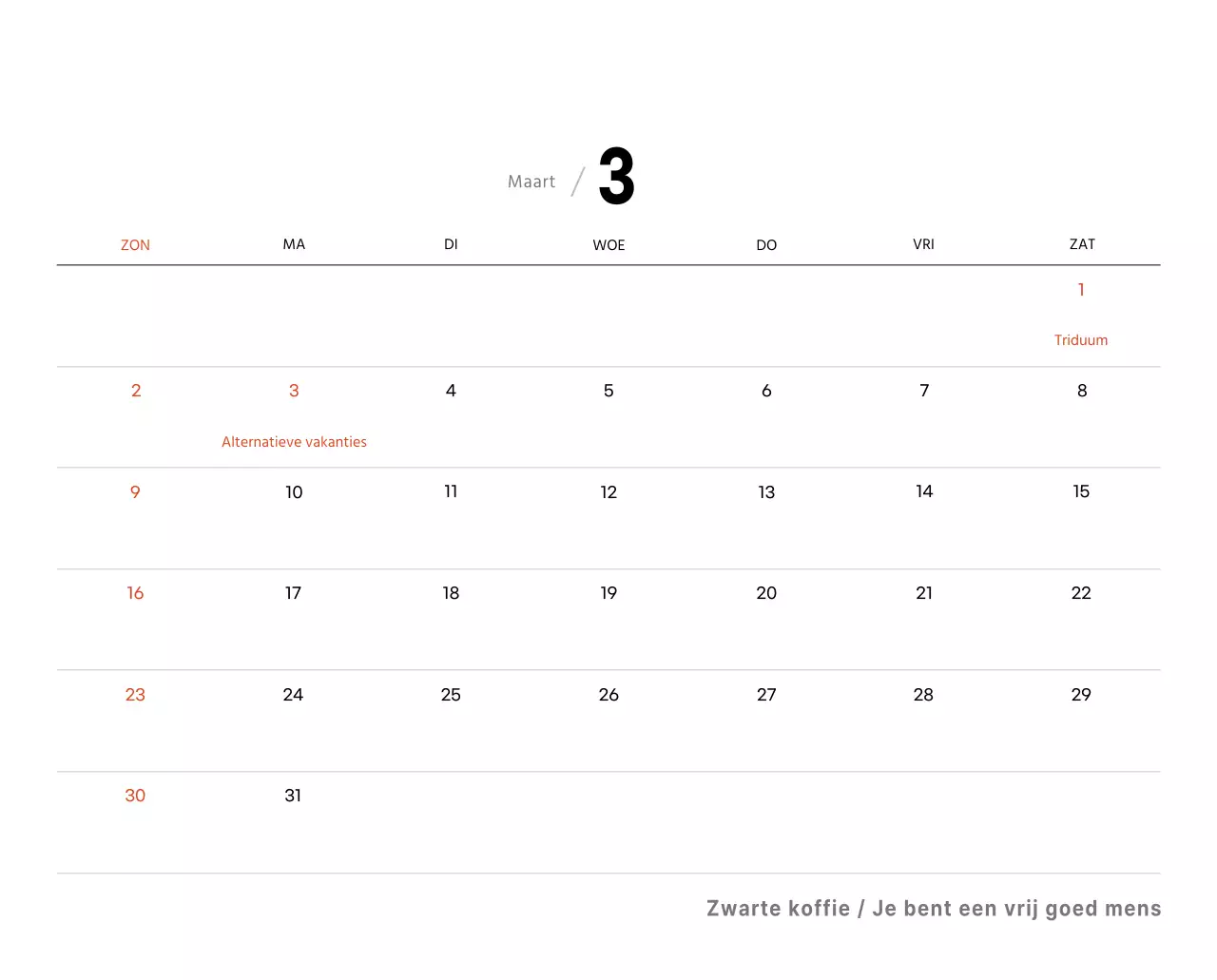 Eenvoudige bureaukalender met koffiefoto's voor cafés in witte tinten