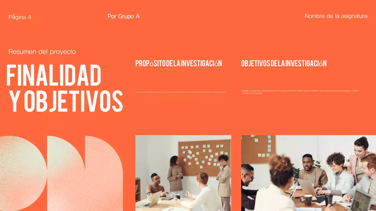 Presentación general del proyecto del Grupo Orange Modern