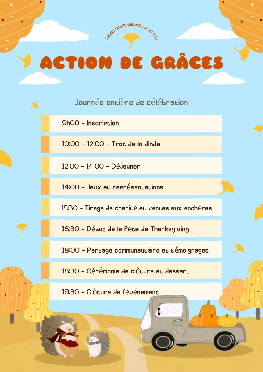 orange rustique planificateur d'événements pour Thanksgiving