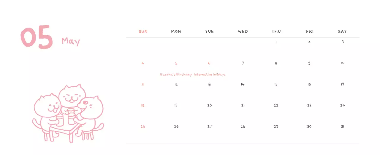 Ivory Cozy Daily Calendar