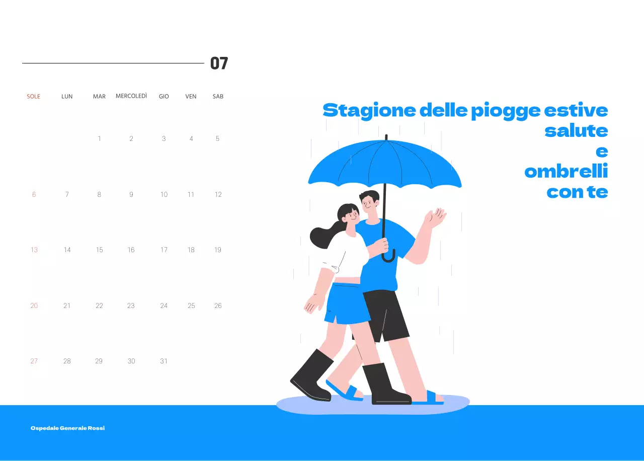 Un ospedale festivo con illustrazioni a tema salute e famiglia e accenti colorati