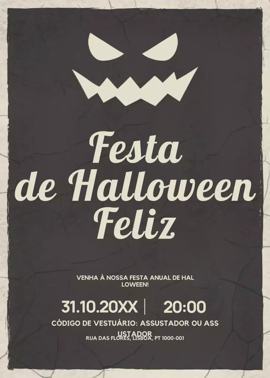 convite de Halloween retro preto