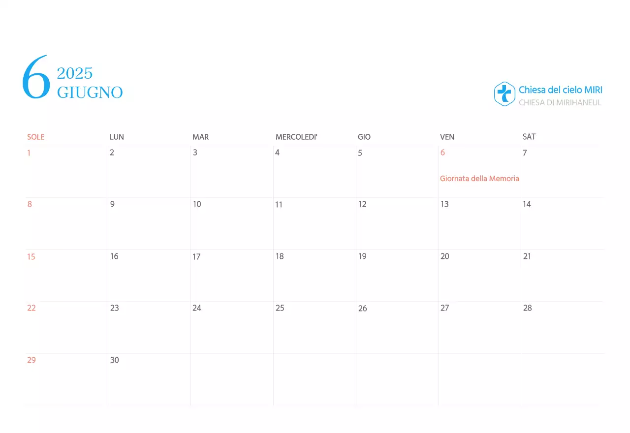 Calendario ecclesiastico blu di concezione moderna