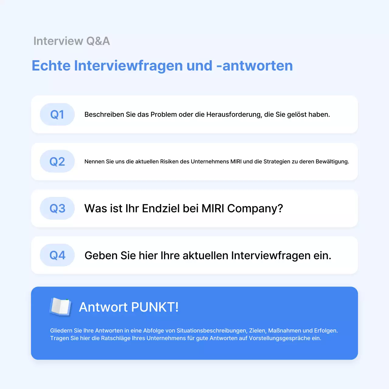 Hellblauer Leitfaden zur Vorbereitung auf ein Vorstellungsgespräch