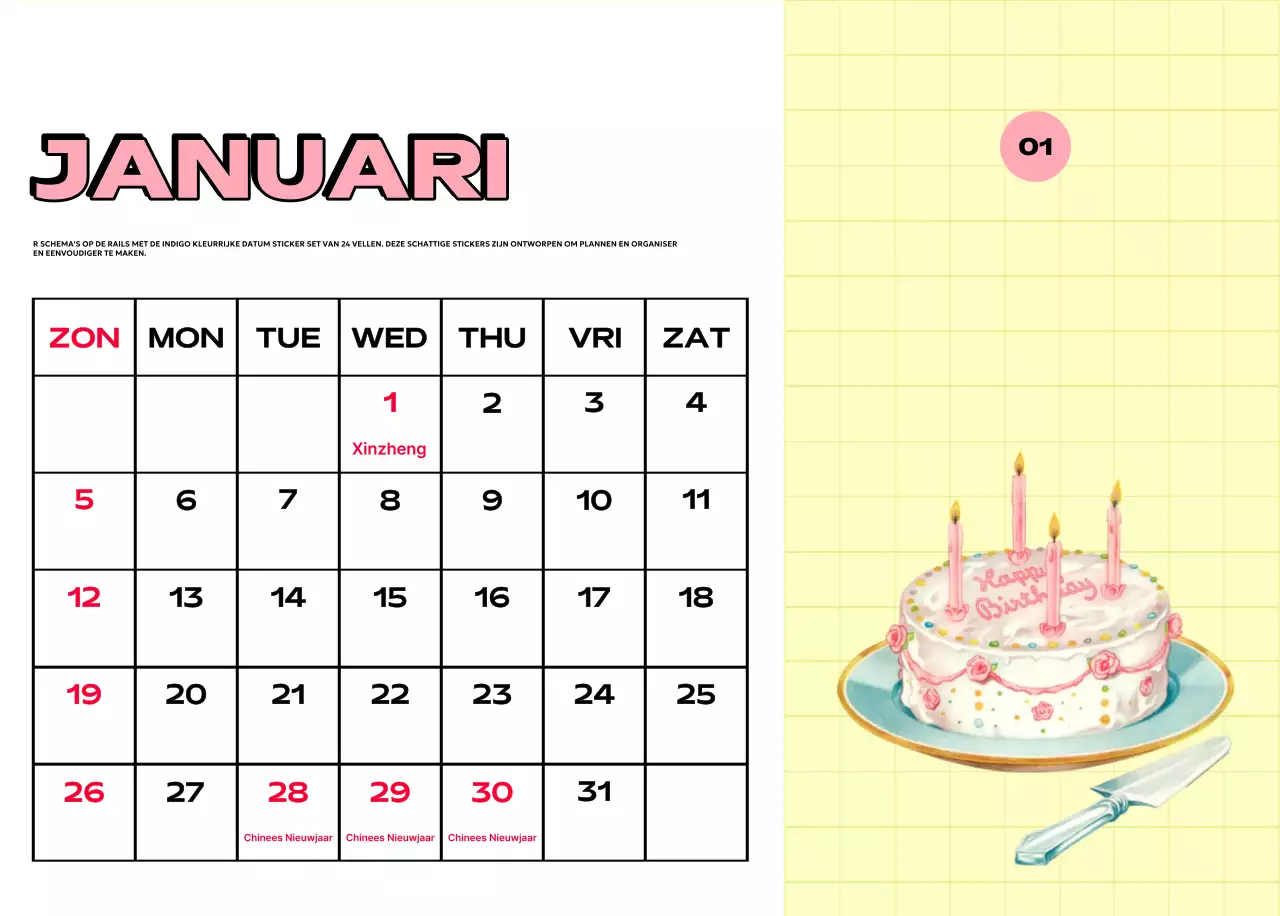 Kleurrijke kalenders met verschillende retro-illustraties