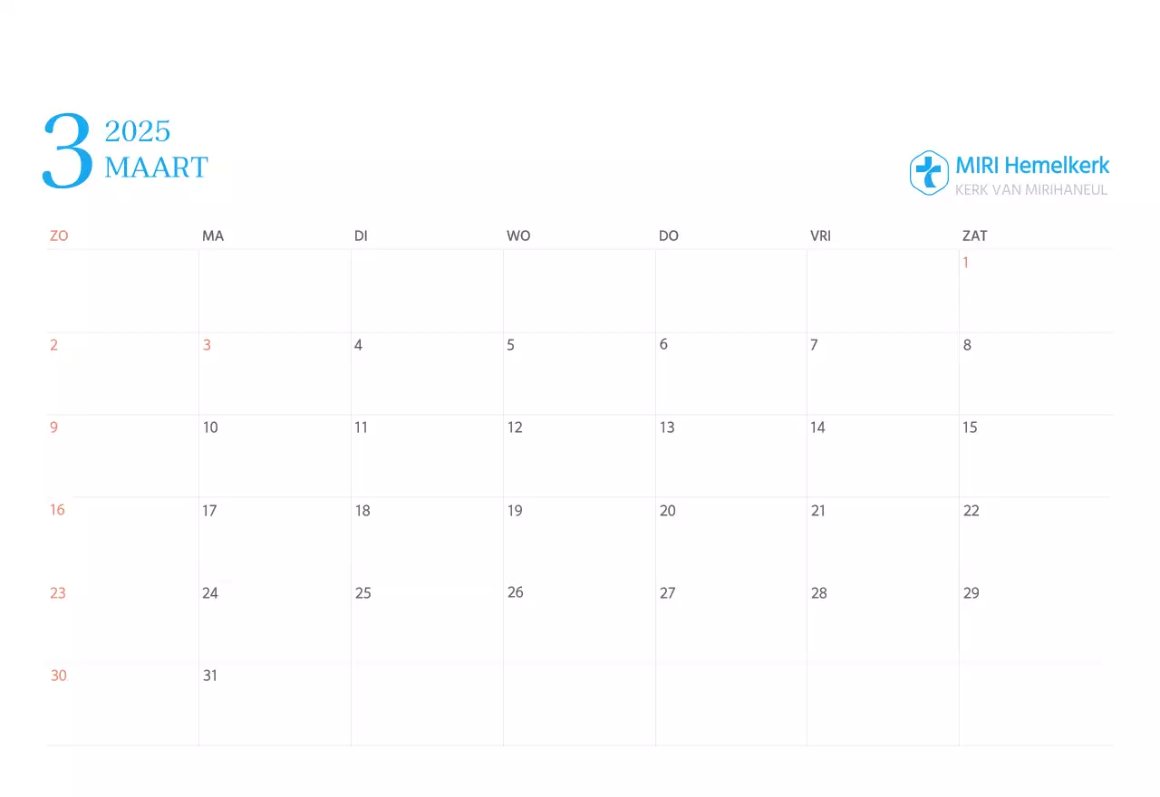 Blauw modern concept kerkkalender