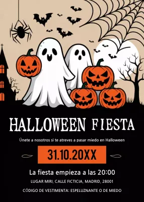 Invitación fiesta Halloween naranja negro