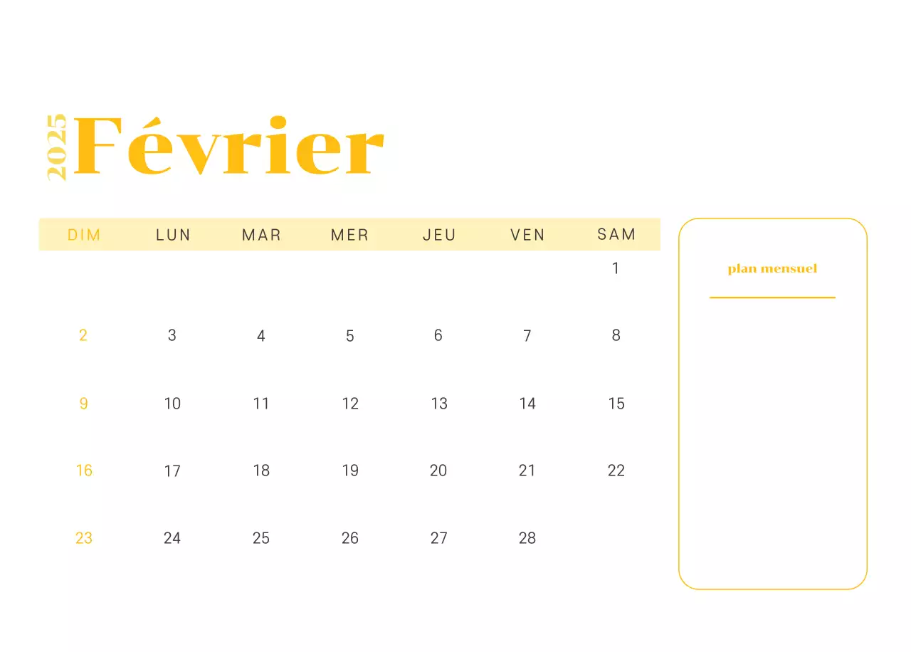Calendrier avec illustrations de jeunes sur fond jaune-vert