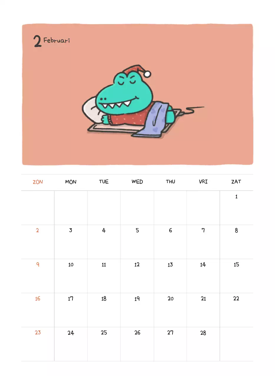 Een kalender met een schattig Ago-illustratieconcept