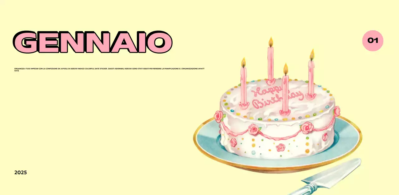 Calendari colorati con una varietà di illustrazioni retrò