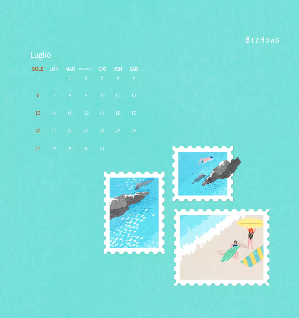 Calendario di Capodanno con una calda illustrazione