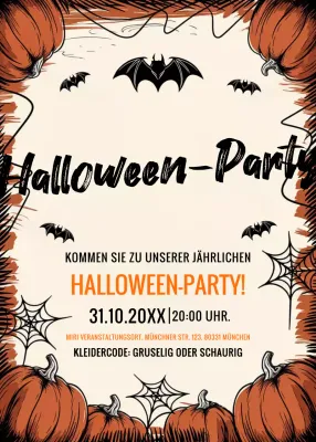 Beige orange schwarz Halloween Party Einladung