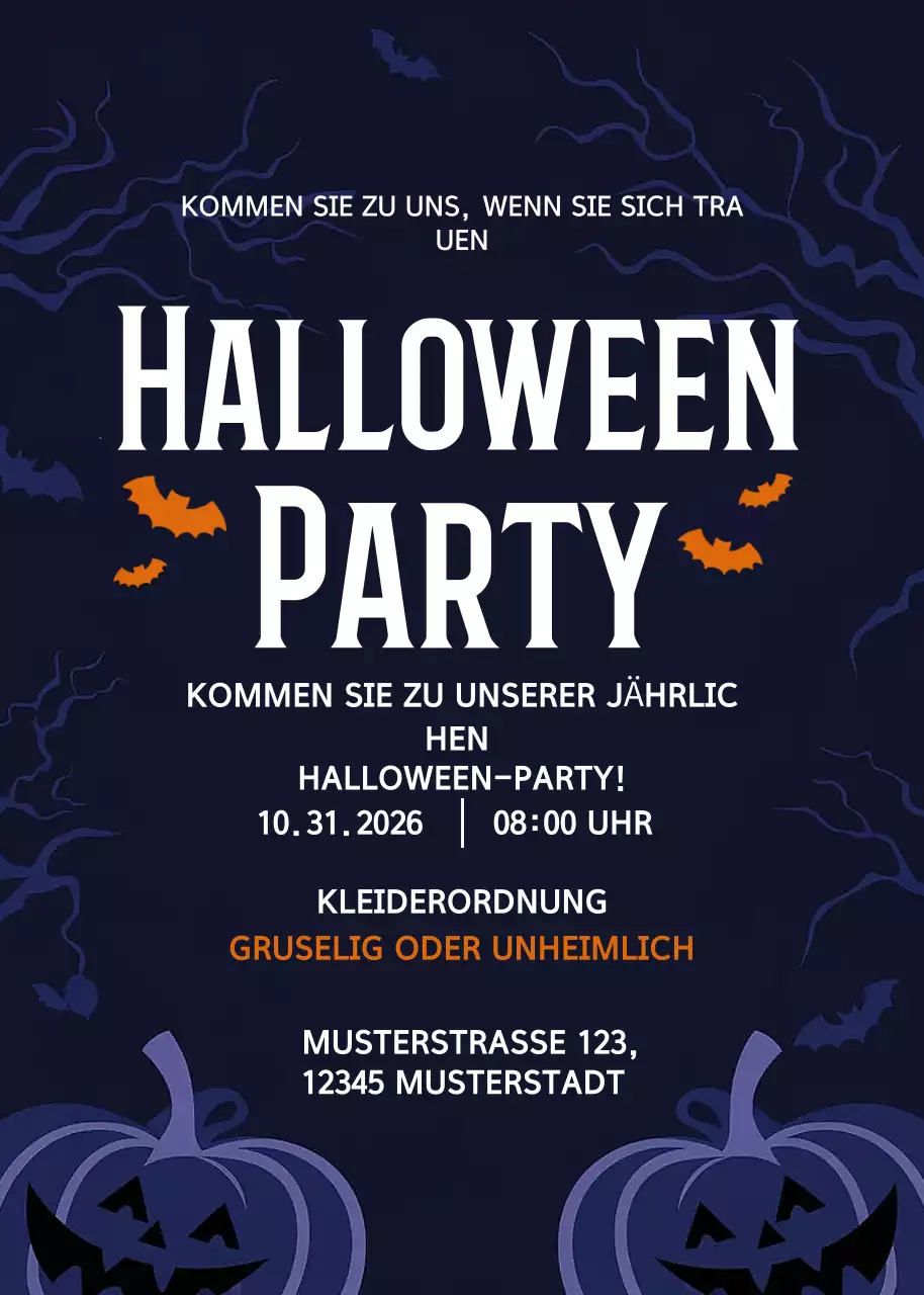 Navy Gothic Halloween-Einladung