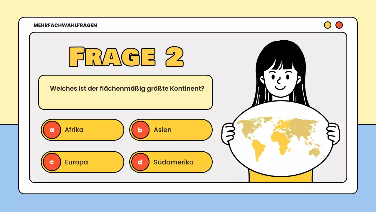 gelbes Minimal-Quiz-Lernmaterial