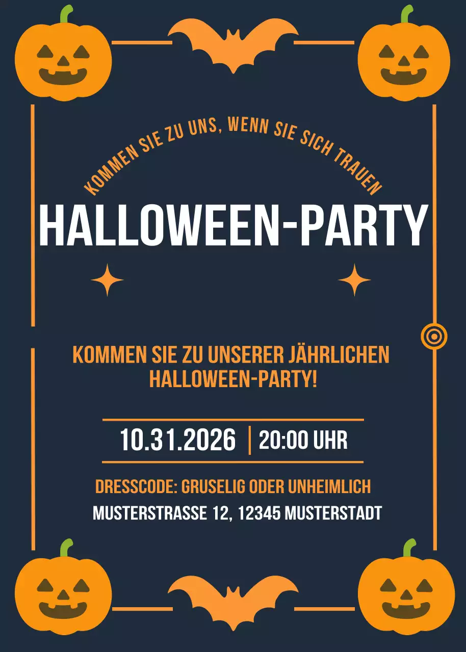 Orange Retro-Halloween-Einladung