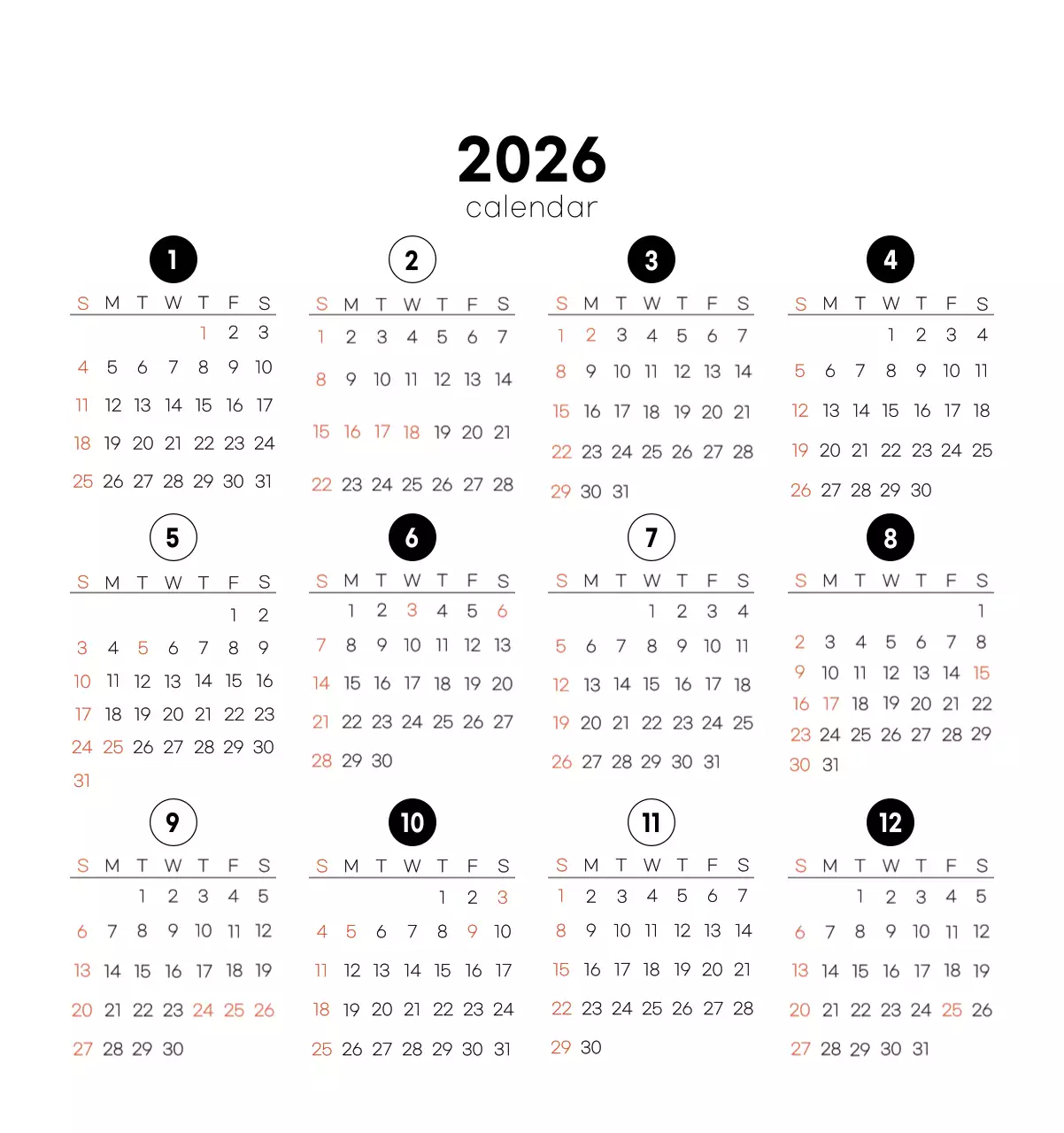 Minimalist coffee calendar