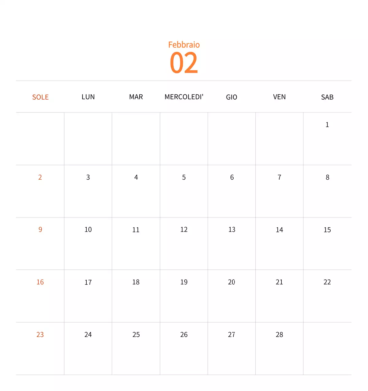 Calendario di Capodanno con una calda illustrazione