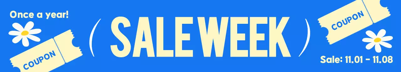 Banner promocional de venda em negrito azul